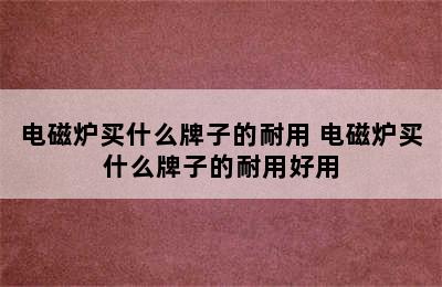 电磁炉买什么牌子的耐用 电磁炉买什么牌子的耐用好用